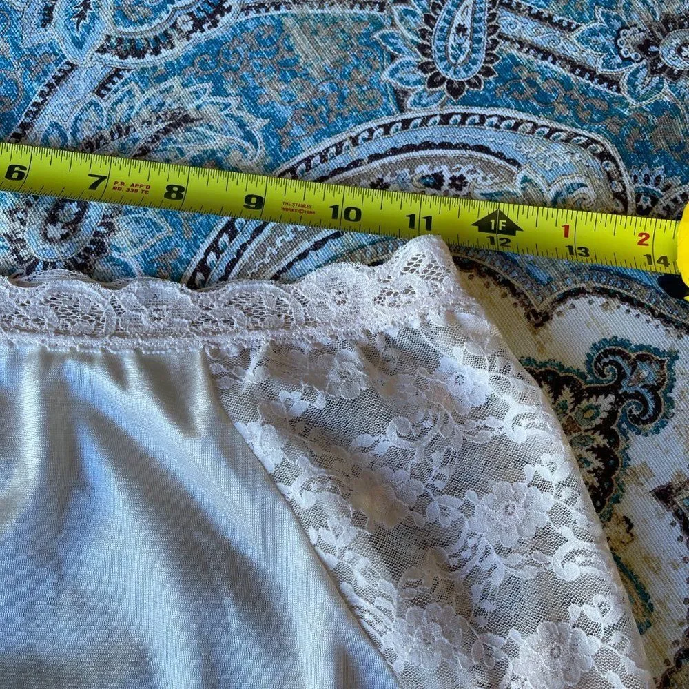 Sears half slip Vintage smooth waist with lace panels and trim, A-line M - Picture 5 of 9